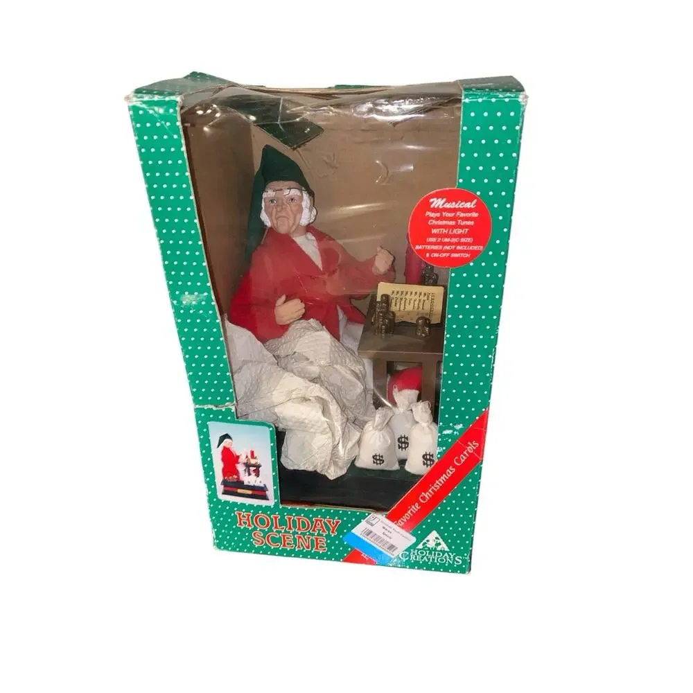 VTG Holiday Creations Holiday‎ Scene Dickens Scrooge Music Christmas Miser 10.5”